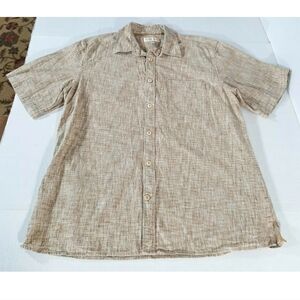 Territory Ahead Short Sleeve Faux Linen Button Down Shirt Men Size Large